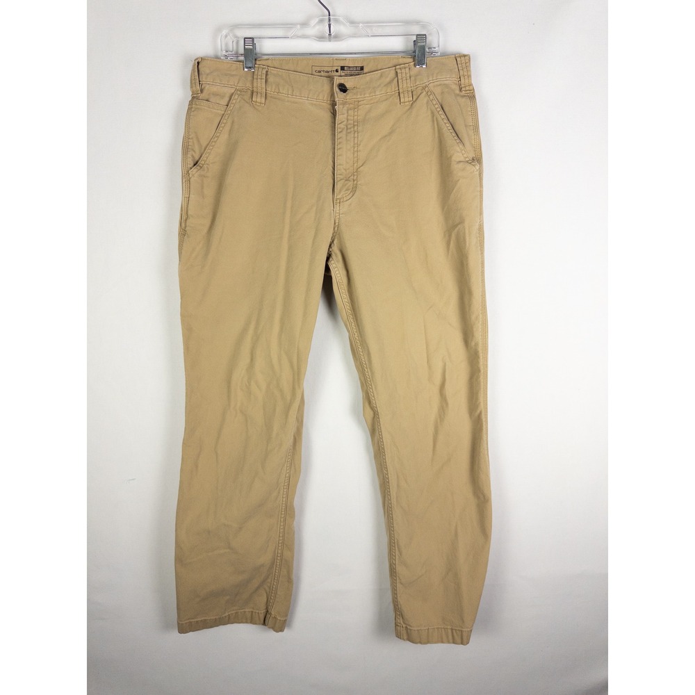 Carhartt Rugged Flex Relaxed Fit Pants Mens 36x30 (36x28) Tan Khaki Workwear Str
